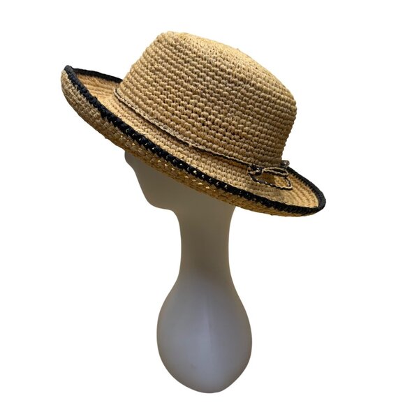 The Scala Collection Womens Natural Fiber Straw Hat Black Trim One Size - Picture 4 of 9